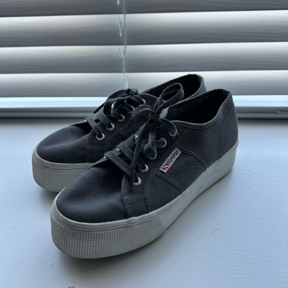 Charcoal Grey Superga Platforms size 37 1/2